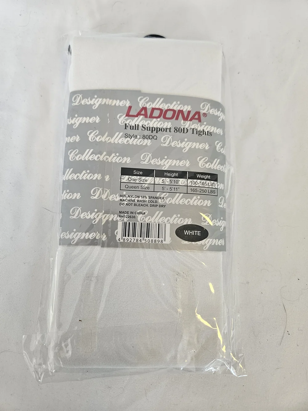 Ladona Footless Microfiber Tights - White Queen Size